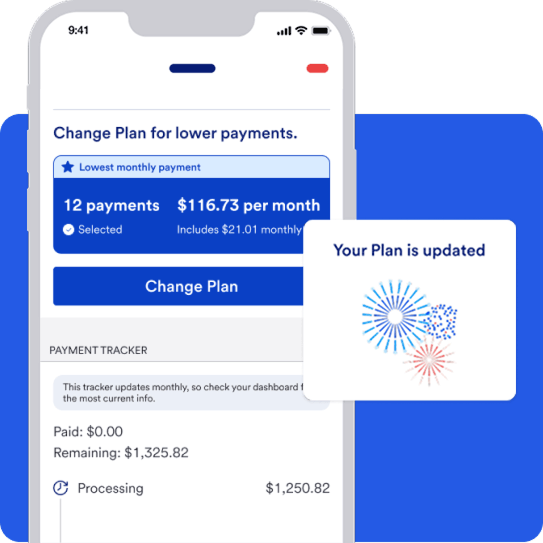 image of a mobile device showing the 12 month payment plan option