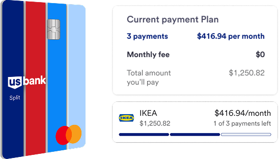 split card art and text showing sample monthly payments