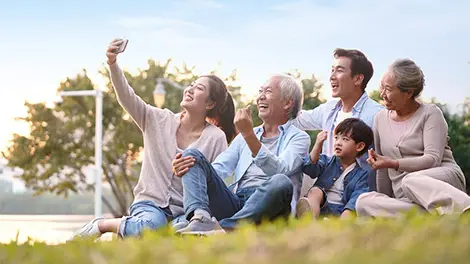 Family together outdoors