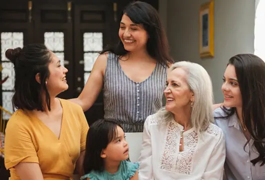 Family members gathered to discuss opening a money market account for a major purchase